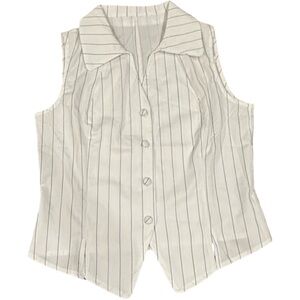 White Sleeveless Striped Blouse